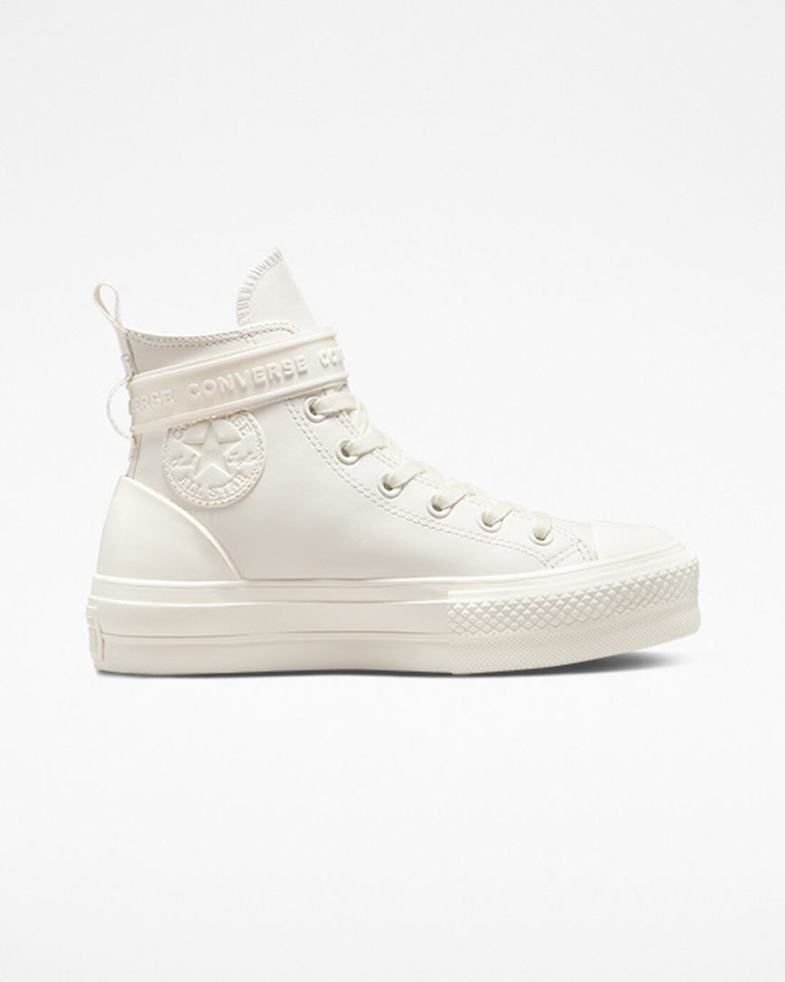 Topanky Na Platforme Converse Chuck Taylor All Star Lift Kozene Hike Vysoke Damske Biele | SK AMYPD9